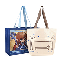 Sac de shopping personnalisé en non-tissé laminé imprimé en couleur, design esthétique, grand sac fourre-tout réutilisable en tissu pour boutique