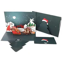 Cartões de saudações de papel do presente de natal, pop up 3d de graças