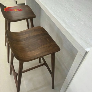 Tabouret de bar sans accoudoirs en bois de frêne <span class=keywords><strong>scandinave</strong></span>, repose-pieds, hôtel, café, restaurant, mobilier de loisirs, chaises de bar rembourrées - Product Image 5