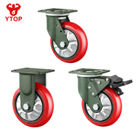 Roue pivotante industrielle YTOP en polyuréthane de 5 pouces avec frein, roulement robuste, résistante à l'usure, pour chariot élévateur et chariot à main