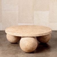 Table basse européenne rétro en pierre, ronde, moderne, pour meuble de salon, italie