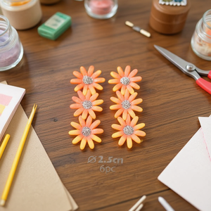 Ilan Flores Fiori di Margherita Arancioni 2,5cm 6 Pezzi per Decorazioni Artigianali - Product Image 2