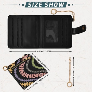 Portable Hawaii Lei Flower Custom Print PU Leather <b>RFID</b> Waterproof Zipper Closure Card Holder Purse Short <b>Wallet</b> Women <b>Wallet</b> - Product Image 3