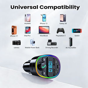 BT5.0 Portable Voiture Lecteur <span class=keywords><strong>MP3</strong></span> Double USB Chargeur Rapide Transmetteur FM Mains Libres Appel TF Carte Stéréo Audio Aux Connexion WAV - Product Image 2