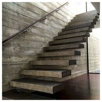 Escalier flottant Prima, escalier cantilever en acier dissimulé, escalier à marches en bois sur mesure pour la décoration intérieure de villa