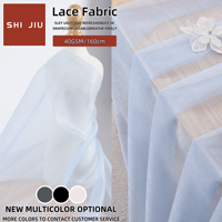 Tissu en maille de dentelle 100 % polyester ultra-fin 20D bleu respirant 20 g/m² pour entoilage ou emballage floral, tissu en tulle doux comme de la soie