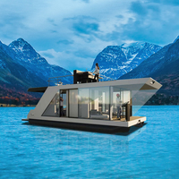 Maison flottante de luxe, yacht, hôtel préfabriqué en conteneur, maison sur l'eau, maison flottante préfabriquée solaire