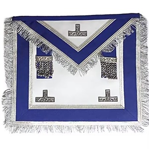 Delantal de la Francmasonería Past Master Blue Lodge - Azul con bordado de hilo plateado, materiales de primera calidad, bordado detallado y calidad duradera. - Product Image 1