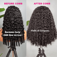 Pelucas al por mayor sin pegamento de cabello humano virgen birmano rizado, talla M, peluca frontal de encaje HD 9*6, con cutícula intacta, para mujeres afroamericanas