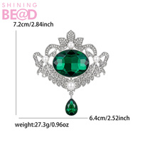 Broche Vintage con Colgante de Cristal en Forma de Gota, Pin de Diamantes de Imitación, Bañado en Plata, con Piedras Verdes, Azules, Negras y Transparentes, para Mujer, para Solapa de Traje o Vestido