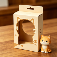 Boîte en carton personnalisée à découpe ajourée avec trou de suspension, motif patte, pour présentation de produits d'hygiène quotidienne pour chats