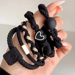 Lot de 5 élastiques à cheveux tendance et exquis, série Dark, motif cœur, design simple et original, pour filles, vente en gros, accessoires pour cheveux - Product Image 3