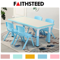 Table d'apprentissage pour enfants de forme rectangulaire, bleue, en plastique durable, bureau d'activités pour enfants pour une utilisation en maternelle