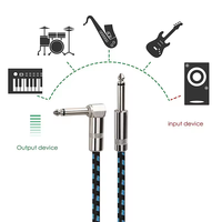 Cable de guitarra TRS de 6,35mm con reducción de ruido, línea de conexión trenzada macho a macho para altavoces, instrumentos musicales, guitarra eléctrica