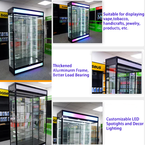 Thiết kế mới 6ft kính hiển thị Showcase với chạy ánh sáng khung nhôm tầng thường vụ hiển thị quầy khói cửa hàng hiển thị trường hợp - Product Image 4