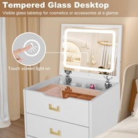 Ensemble de meubles en bois au design simple Coiffeuse en bois avec miroir et tabouret de maquillage rembourré
