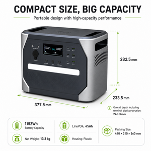 1152Wh 1200W Tragbare Powerstation mit Kunststoffgehäuse und LiFePO4-Akku für Notstromversorgung im Freien - Product Image 3