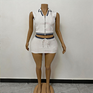 Nuevo Conjunto de Dos Piezas: Top Corto Ajustado con Cremallera y Pantalones Cortos con Cintura Ajustable, Personalizable con Logotipo, Tallas Grandes Disponibles - Product Image 5