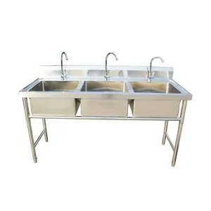 Hot Sale 3 Compartment Stainless Steel Triple Bowl Commercial Utility Sink