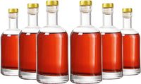 Botol Kaca Bulat Mewah 750ml Wadah Minuman Keras Bening Botol Kaca Kosong untuk Wiski