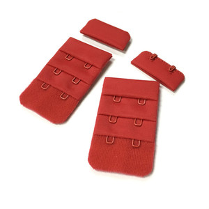 Bandes de crochets et œillets en nylon enduit, 3 rangées, 2 crochets, couleur rouge, accessoires pour sous-vêtements féminins - Product Image 2