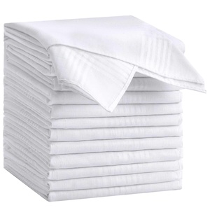 Mouchoirs de poche pour hommes 100 % coton doux, personnalisables avec logo, blancs - Product Image 1
