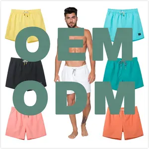 Customized Logo Men Summer Solid Color Beach Shorts Wholesale Trunk Quick Dry Swim Trunks With Print