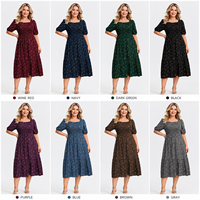 Robe trapèze en mousseline à imprimé floral pour femme grande taille, avec manches bouffantes, col carré, longueur genou, style Prairie Chic décontracté