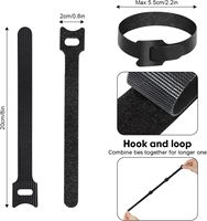 Organiseur de câbles écologique auto-adhésif double face réglable avec attaches à boucles et crochets, couleur personnalisée