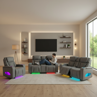 Ensemble de canapés modernes Chesterfield en cuir écologique, inclinables électriques et extensibles, avec éclairage LED, rangement, rembourrage en éponge et pieds en métal pour salon