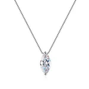 1 Carat water drop natural diamond necklace 925 sterling silver ladies moissanite pendant and chain necklaces