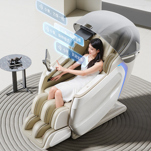 <b>Smart</b> Massage Chair Full Body 4D Robotic Hand SL Guide Rail Voice Control <b>Plug</b>-In White Coffee Color - Product Image 1