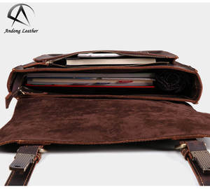 Maletín de Cuero Genuino Andong de 15 Pulgadas para Portátil, Bolso de Mano para Hombre, Viajes de Negocios, Gran Capacidad, Bolso Casual de Hombro - Product Image 6