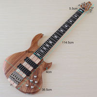 HUASHENG 43 Inch 6 String Bass Guitar Professional Show Musical Instrument 24 Fret Maple Neck Natural Color Electric Bass