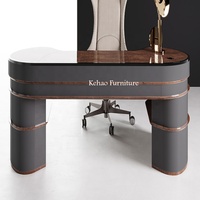 La Chine fournit des meubles de bureau de Salon moderne à bord rond incurvé brillant Table en cuir blanc bureau de PDG