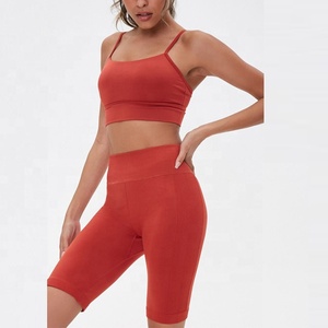 Shorts de sport pour femme, taille mi-haute, effet ventre plat, pour fitness, yoga, course à pied, cyclisme, gym, avec poches, séchage rapide, respirant, en tissu à mémoire de forme - Product Image 6