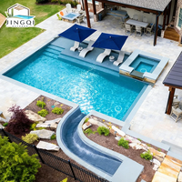 Piscine modulaire en fibre de verre pour jardin, grande taille, design résidentiel, pour l'exercice et la détente en extérieur