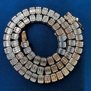 บาแกตต์และเพชรโมอิส925นิตสเตอร์ลิงเงินแท้โซ่เทนนิสหรูหราสำหรับมืออาชีพในราคาที่ดี - Product Image 5