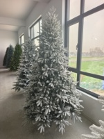 Sapin de Noël artificiel pré-éclairé en pin de Sibérie, fortement floqué et recouvert de neige, pour la décoration du Nouvel An