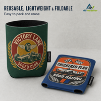 Manchon isotherme pliable et portable en néoprène de 12 oz pour canette, avec logo personnalisé, motif vintage de course automobile, pour bière