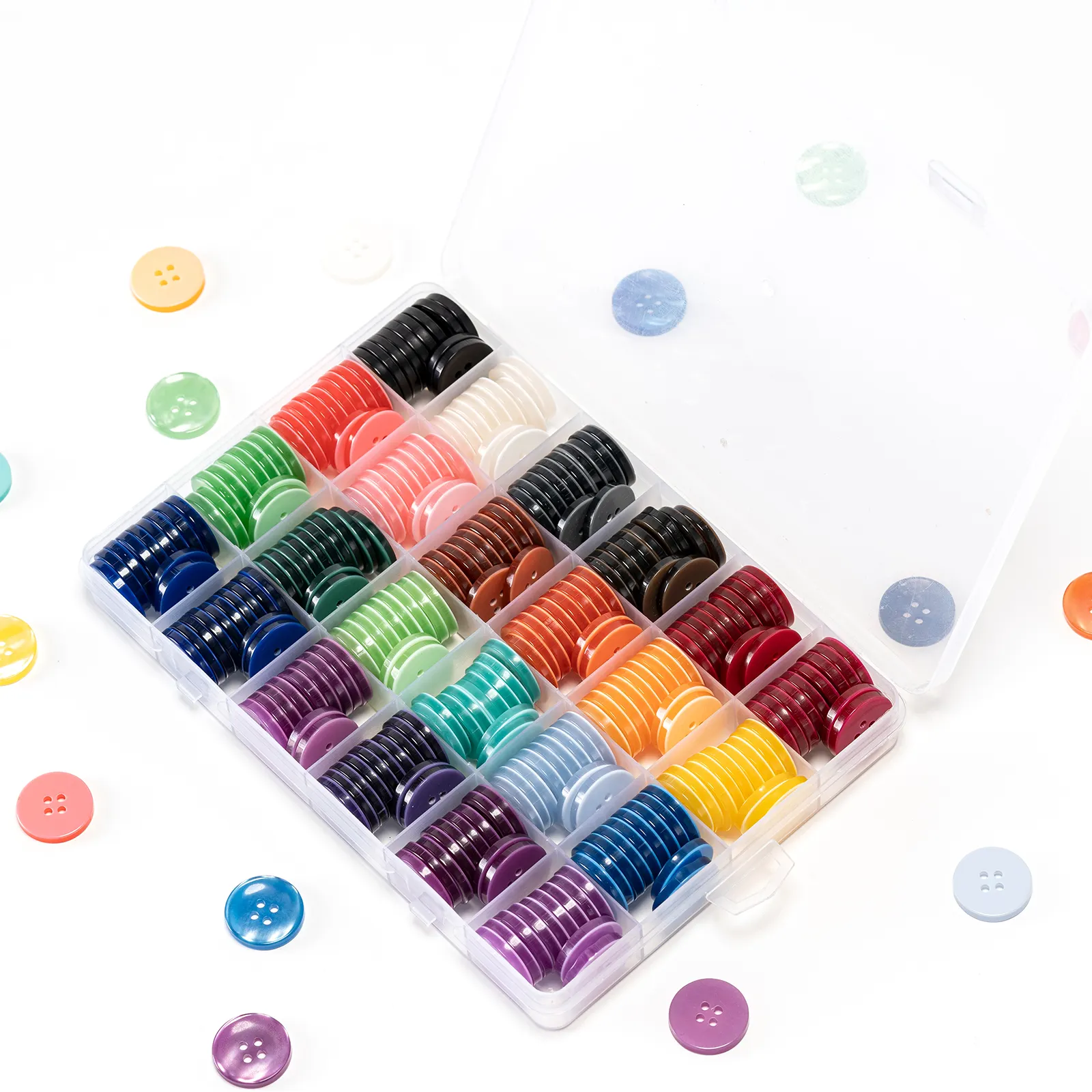 32L/20mm रंगीन राल बटन सेट 24 अलग अलग रंग क्राफ्टिंग सिलाई बटन बॉक्स हस्त शिल्प सामान