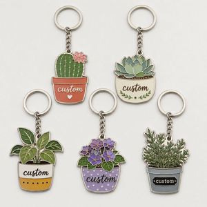 Porte-clés personnalisés en forme de pot de fleurs, souvenirs pour les boutiques de plantes vertes et de fleurs - Product Image 1
