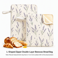 Sac à pain en lin réutilisable personnalisé en usine, sacs à pain au levain en coton pur et cire d'abeille pour pain fait maison