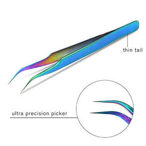 Outils professionnels pour extensions de cils, pinces à cils en acier inoxydable de haute qualité et durables avec pointe lisse 10 mm - Product Image 5