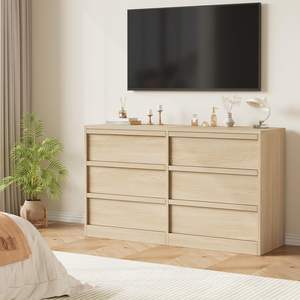 <span class=keywords><strong>Commode</strong></span> à <span class=keywords><strong>6</strong></span> <span class=keywords><strong>tiroirs</strong></span> en bois blanc antique, grand rangement, large <span class=keywords><strong>commode</strong></span> organisateur, design transitionnel, meubles de salon - Product Image 3