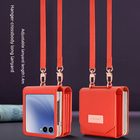 Tali Lanyard Panjang Selempang, Casing Ponsel Samsung ZFlip7 Model Akordeon, Tempat Kartu Multi-slot, Casing Pelindung Ponsel Filp6