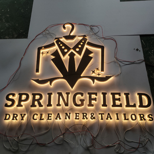 Cao xếp hạng LED chải vàng 3D chữ tùy chỉnh Backlit chiếu sáng văn phòng tiếp nhận thép không gỉ dấu hiệu cho doanh nghiệp - Product Image 4