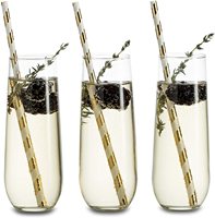 30 pack 12oz PET Tritan Clair Sans Pied Flûtes à Champagne En Plastique Verre de Vin Sans Pied Avec Rose D'or Jante/Or Jante Incassable