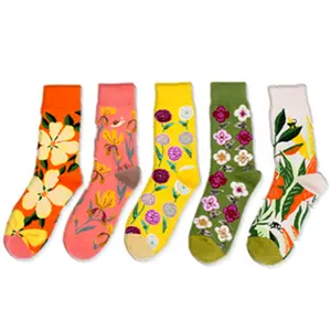 2023 חורף שמח גרביים גברים צמח פרח ארוך kawaii מצחיק hosiery skate harajuku מתנה חתונה