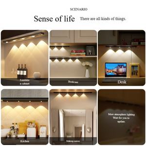 Lampe de placard sans fil rechargeable à détecteur de mouvement 3 couleurs avec éclairage sous-armoire et lampe de placard lumineuse - Product Image 6